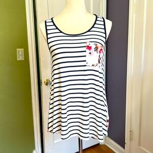e. Luna Striped Asymmetrical Tank Top